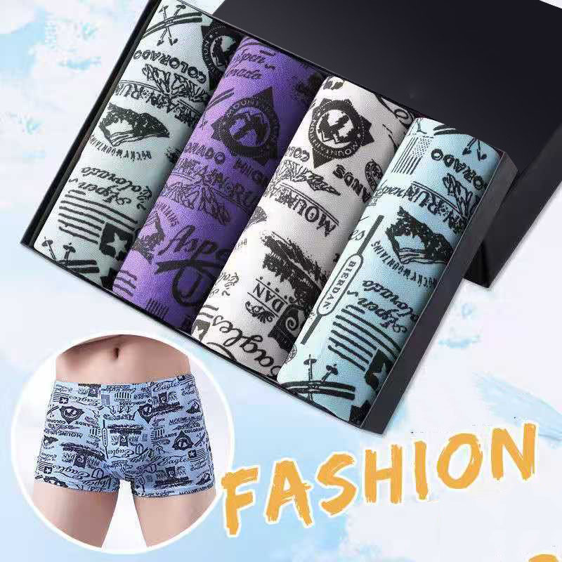 New Arrivals Men's Panties 4pcs/Lot Male Breathable Underpants Man Pack Shorts Boxers Underwear Fashion Mens Boxer Bamboo Hole Large Size Men Milk Fiber Comfortable Briefs Breath Print Boxers