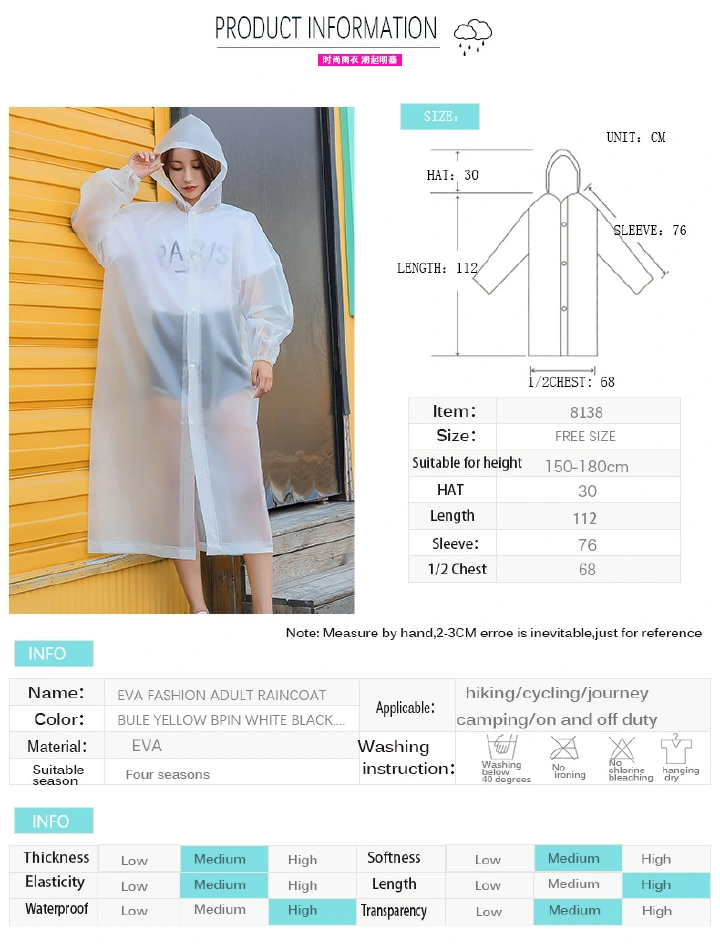 Non disposable raincoat fashion EVA adult outdoor travel portable one spot thickened raincoat fashion environmental protection lightweight raincoat for outdoor travel EVA red