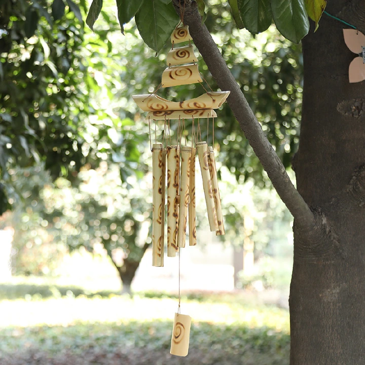 New fashion creative wind breeze bamboo wind chimes scenic spot home balcony wind chimes courtyard garden outdoor life home wind chimes wall hanging home decoration gold