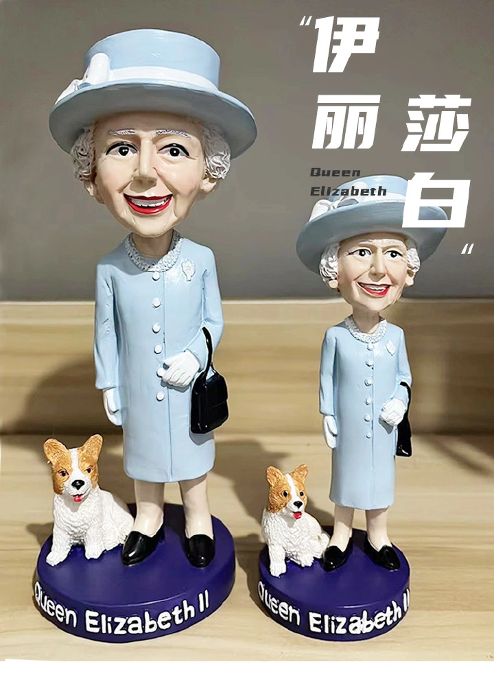 Statue OF British QUEEN Elizabeth RESIN doll decorative ARTS and crafts PLACE THE British ROYAL FAMILY Queen Elizabeth II BObblehead doll table top PLACE table decoration
