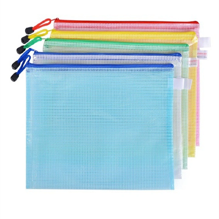 Wholesale 5 file bags with thickened transparent zipper for students with large capacity data A4 paper storage transparent pens for filing products Pocket folders for office and school supplies