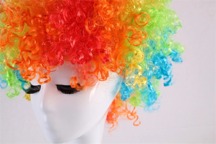 Halloween costumes children's shaggy colored fan hair Adult costume multicolor Afro clown wig African style wig short curly hair