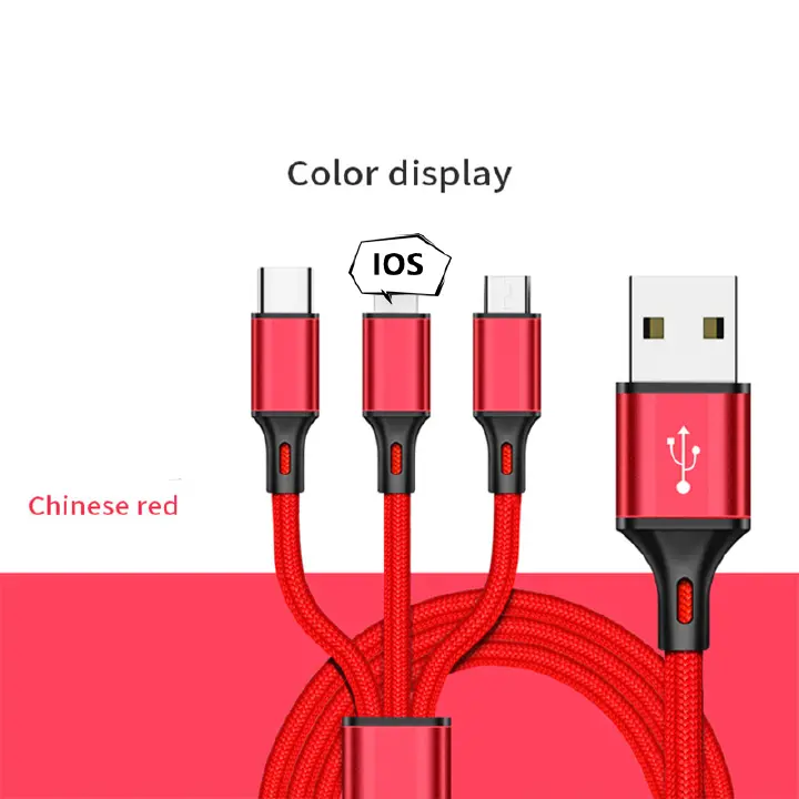 Multi charging cable wholesale usb cable 3 in 1 multi fast charging data cable 3in1/3-in-1mobile phone charger cable 3 in one