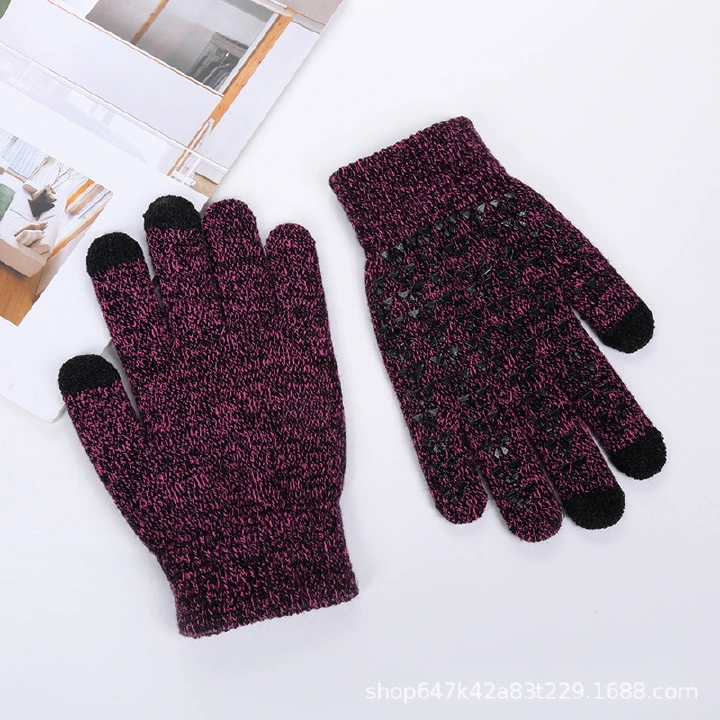 Knitted thermal gloves winter extra thick non-slip wool outdoor cycling touch screen gloves winter unisexual cashmere knitted touch screen gloves skiing short warm wrist gloves