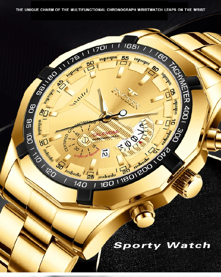 Watch waterproof non-mechanical watch large dial watch large new automatic movement hollowed out machine watch domineering gift box hollowed out machine business calendar brand men