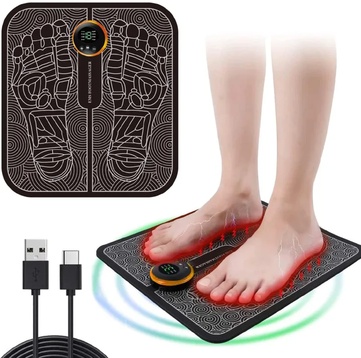 Electric Foot Massager Mat - Foot Acupressure Mat Foot Circulation Massager Acupuncture Points Relaxation Tool Folding Portable Home and Office Use for Relieve Fatigue