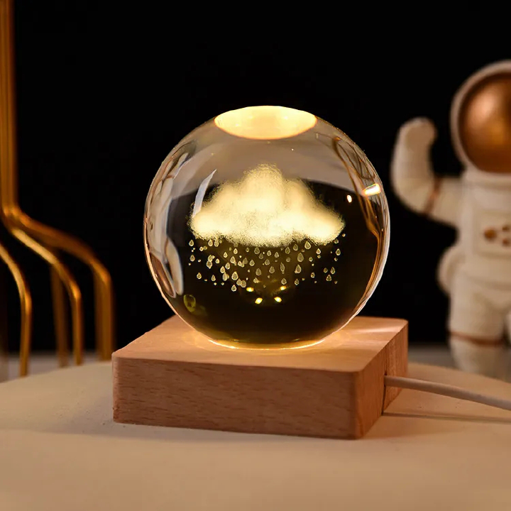 Fashion and creative birthday gift Galaxy astronaut lighting display luminous crystal ball moon solar system luminous crystal ball decorations Valentine's Day gift for girls' friends LED night lights