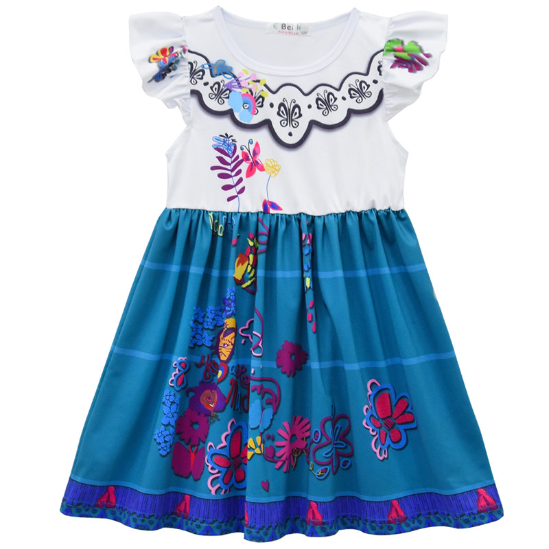 Kid Products Gilrs Clothes Magic Full House Encanto Mirabell Children's Skirt Girls' Flying Sleeve Dress Soft Smooth Material Kids Cosplay Skirt Cartoon Dresses