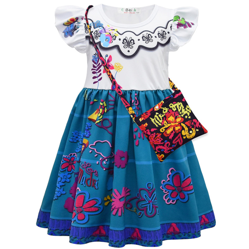Kid Products Gilrs Clothes Magic Full House Encanto Mirabell Children's Skirt Girls' Flying Sleeve Dress Soft Smooth Material Kids Cosplay Skirt Cartoon Dresses