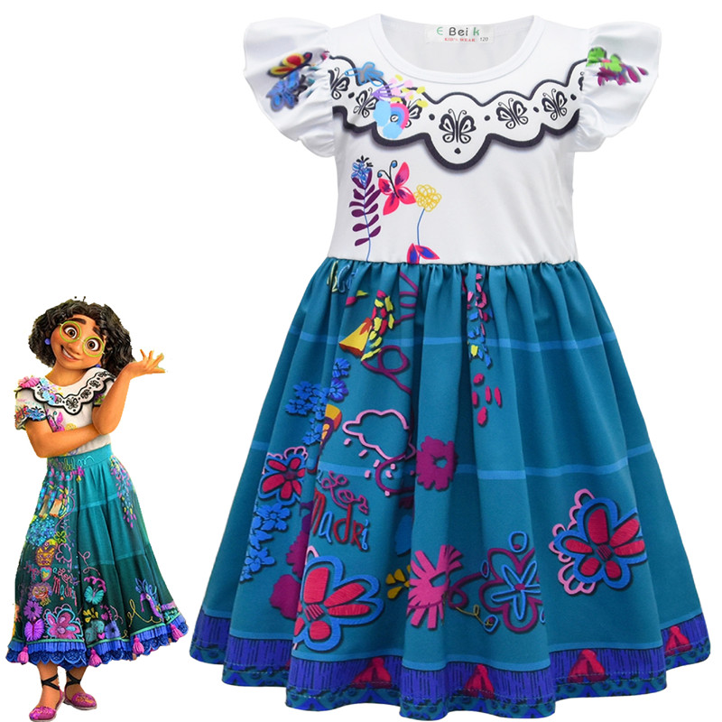 Kid Products Gilrs Clothes Magic Full House Encanto Mirabell Children's Skirt Girls' Flying Sleeve Dress Soft Smooth Material Kids Cosplay Skirt Cartoon Dresses