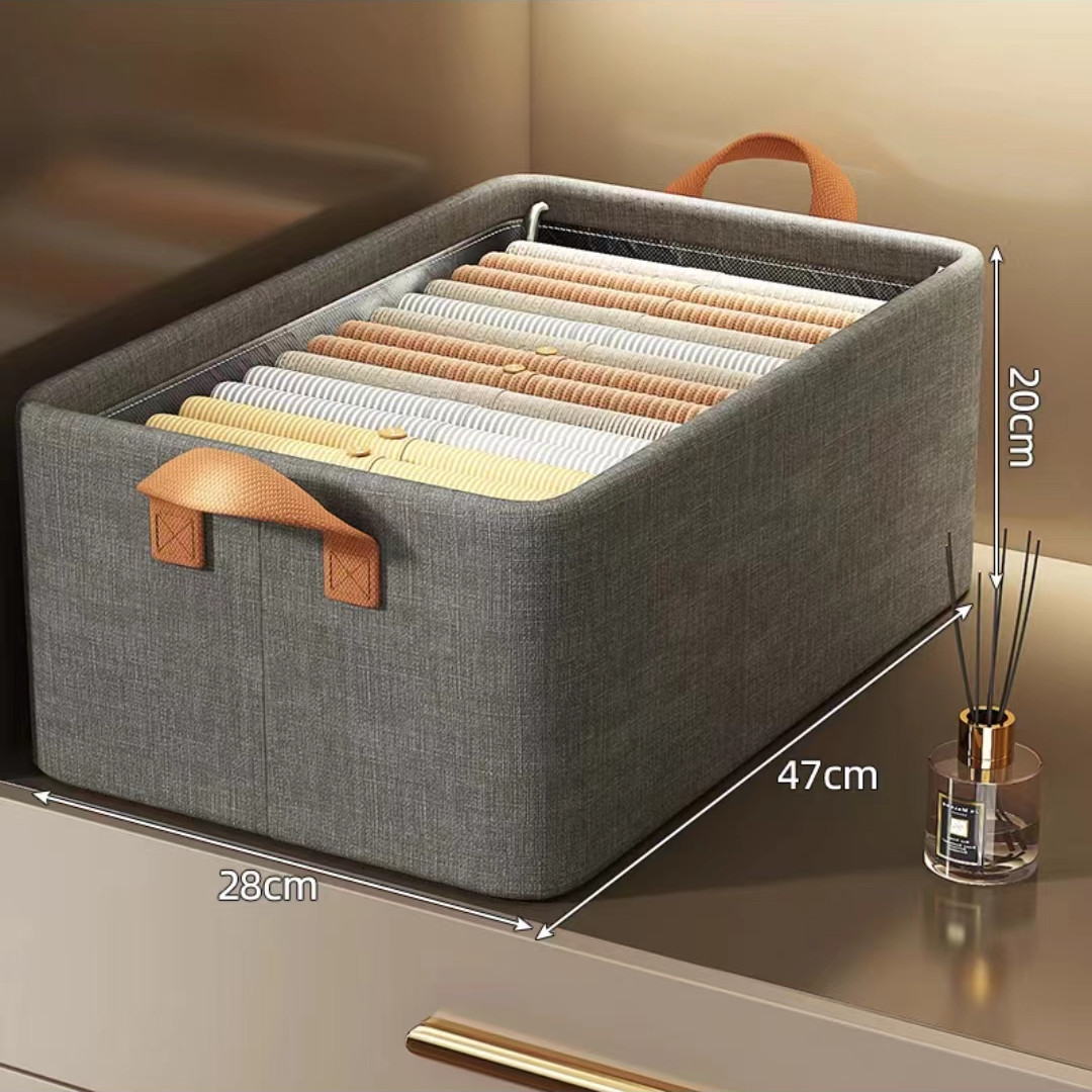 Cloth Storage Box Household Dormitory Wardrobe Steel Frame Upgraded Storage Box Debris Sorting Fabric Desktop Storage Basket Open Storage Bins Wardrobe Organizer