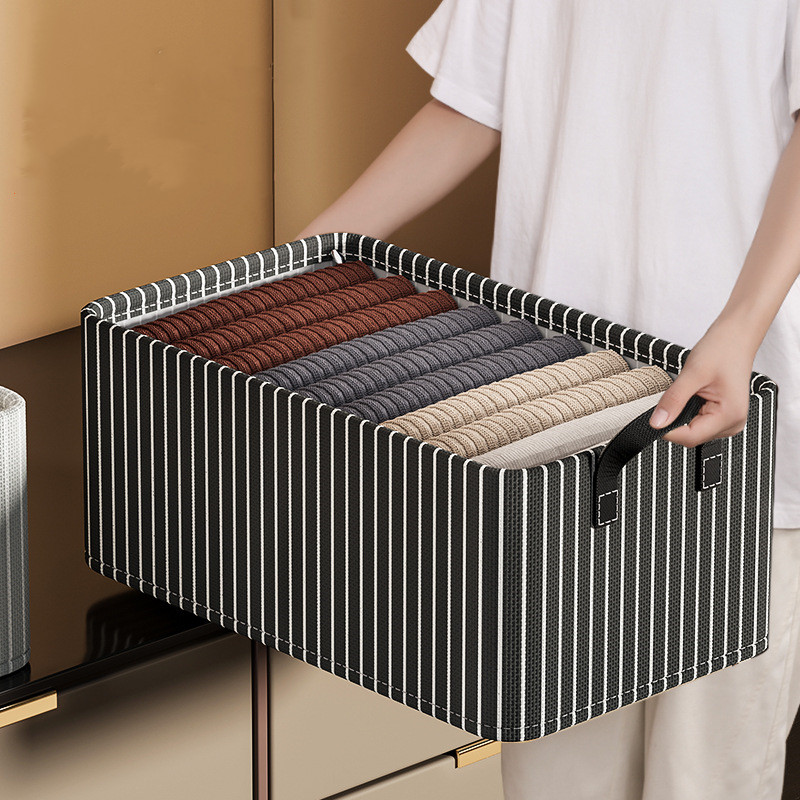 Cloth Storage Box Household Dormitory Wardrobe Steel Frame Upgraded Storage Box Debris Sorting Fabric Desktop Storage Basket Open Storage Bins Wardrobe Organizer
