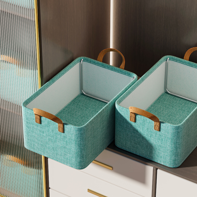 Cloth Storage Box Household Dormitory Wardrobe Steel Frame Upgraded Storage Box Debris Sorting Fabric Desktop Storage Basket Open Storage Bins Wardrobe Organizer
