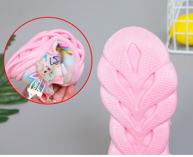 New Elsa Princess Shoes Breathable Sneakers Soft Sole Children's Girls' Shoes Glow Girls' Sports Shoes with Lights for Kids