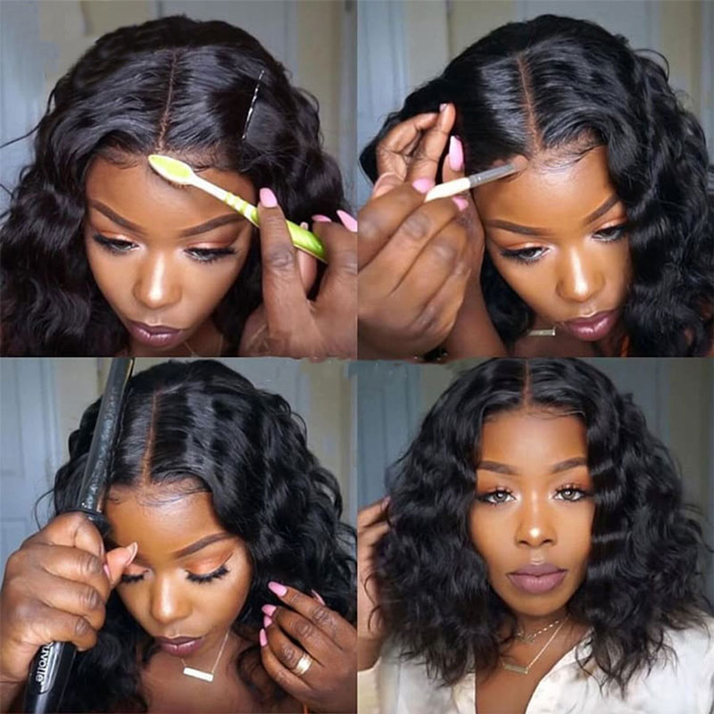 Body Wave Lace Front Human Hair Wigs Brazilian Remy Hair Mid-length Wigs Pre-Plucked Lace Closure