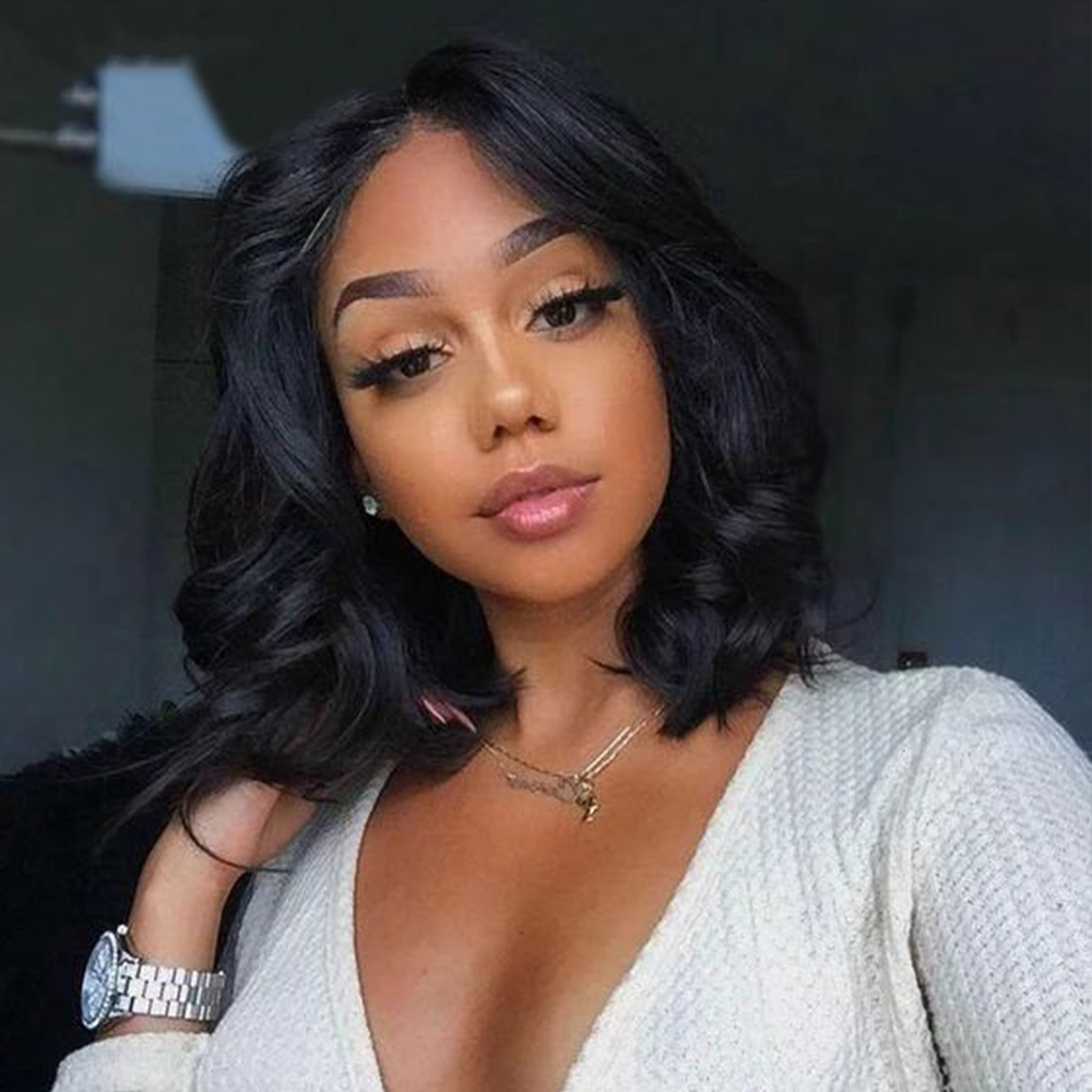 Body Wave Lace Front Human Hair Wigs Brazilian Remy Hair Mid-length Wigs Pre-Plucked Lace Closure