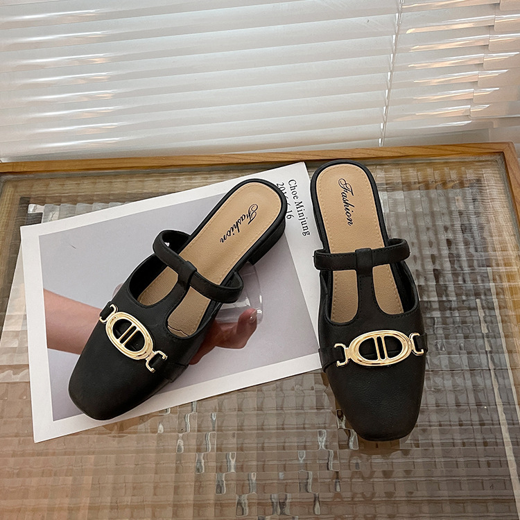 （The shoes are smaller than the standard please buy one size larger） Slippers Women's Half Bag Slippers 2023 New Summer Wear Net Red Muller Casual Comfortable High Heel 3.5CM
