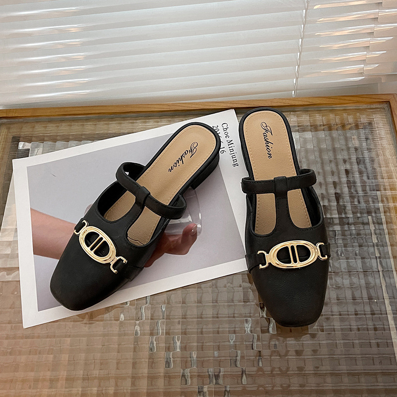 （The shoes are smaller than the standard please buy one size larger） Slippers Women's Half Bag Slippers 2023 New Summer Wear Net Red Muller Casual Comfortable High Heel 3.5CM