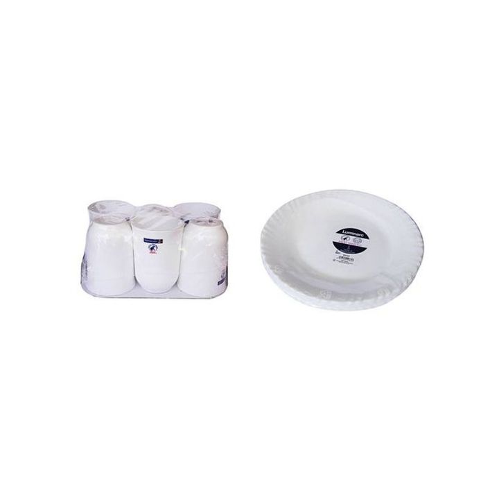 Luminarc 6 Pcs Dinner Plates + 6 Pcs of Cups - White white 1