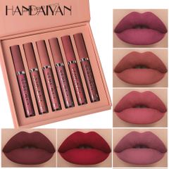 HANDAIYAN Beauty 6 Pcs Lipsticks Set Waterproof Non-stick Cup Lasting Matte Lip Gloss Set Gift Box Makeup A