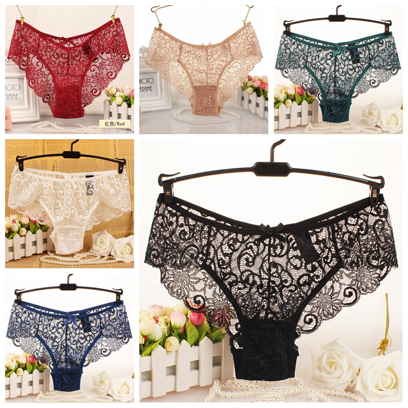 6 Piece Hollow Lace Seamless Sex Ladies Mid-Waist Transparent Lace Ladies Underwear