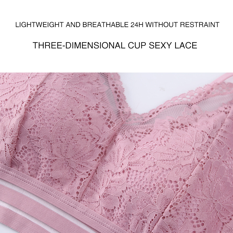 Japanese sexy lace wrap chest strap beauty back tube top no steel ring bra and sexy panties set