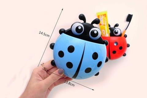 Ladybird Wall Mountable Toothbrush Holder - Green