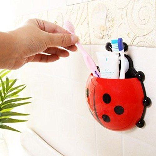 Ladybird Wall Mountable Toothbrush Holder - Green