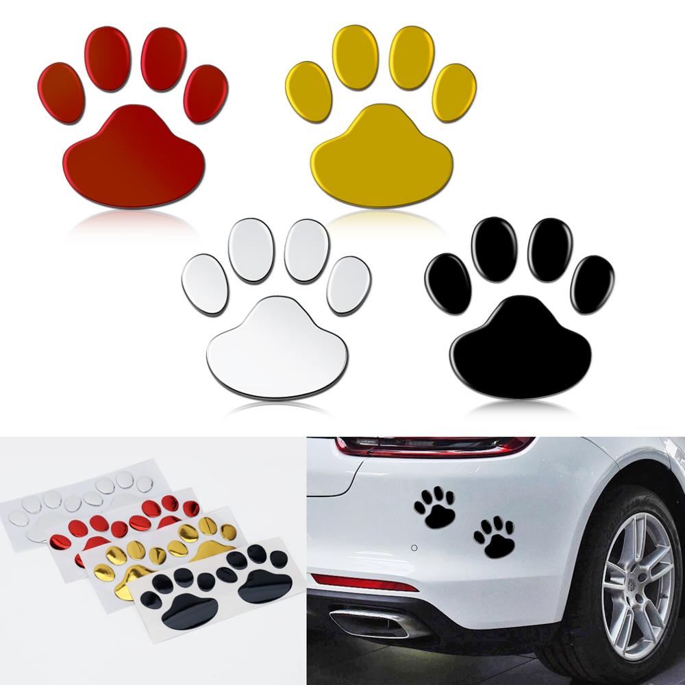 4Pcs/Set Car Sticker Cool Design Paw 3D Animal Dog Cat Bear Foot Prints  Exterior Accessories