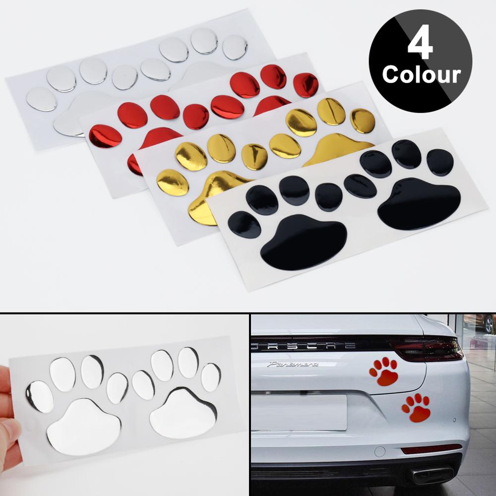 4Pcs/Set Car Sticker Cool Design Paw 3D Animal Dog Cat Bear Foot Prints  Exterior Accessories