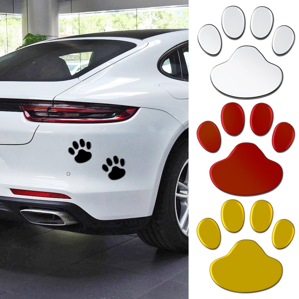 4Pcs/Set Car Sticker Cool Design Paw 3D Animal Dog Cat Bear Foot Prints  Exterior Accessories
