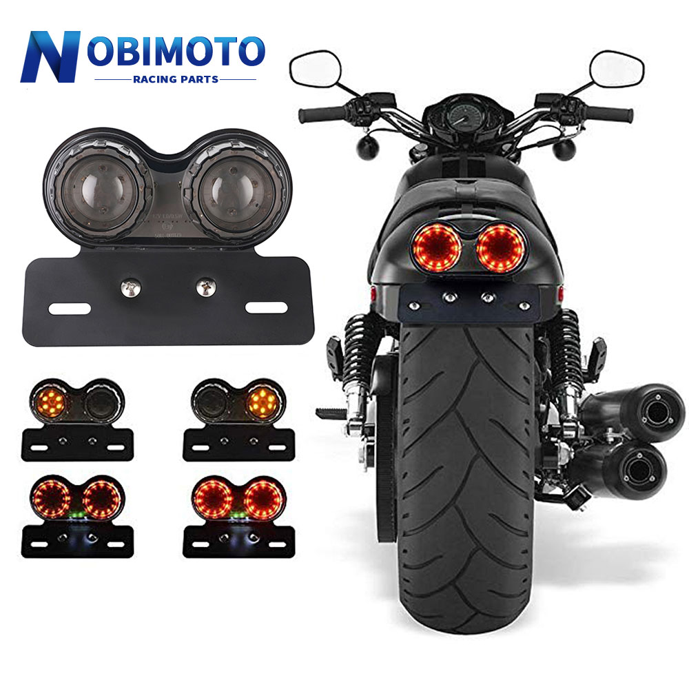 Universal Motorcycle Signal Lights Twin Dual Motorbike Taillight Rear Lamp LED Integrated