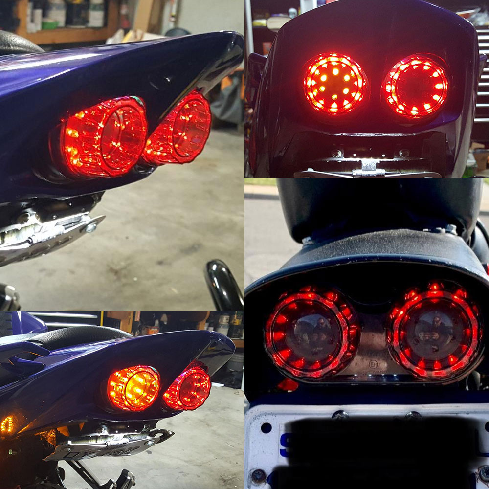 Universal Motorcycle Signal Lights Twin Dual Motorbike Taillight Rear Lamp LED Integrated