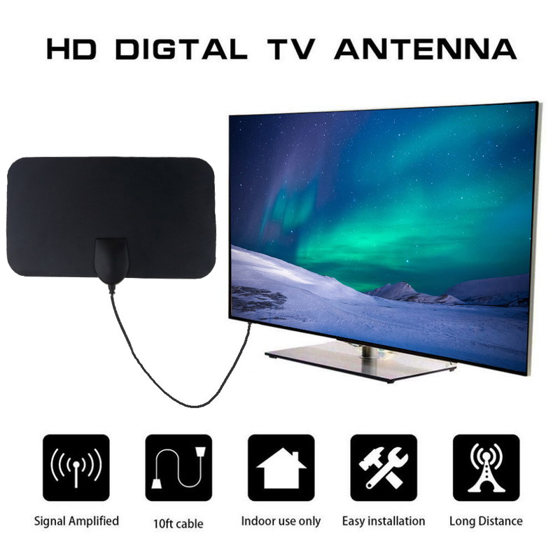 High Gain HD TV DTV Box Digital TV Antenna EU Plug 50 Miles Booster Smart Home Accessories