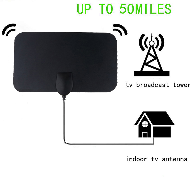 High Gain HD TV DTV Box Digital TV Antenna EU Plug 50 Miles Booster Smart Home Accessories