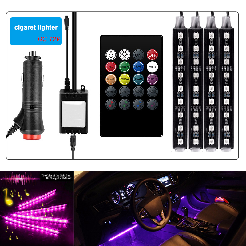 Car Interior Atmosphere LED RGB Strip Light Dash Floor Foot RGB LED Strip Interior Accessories
