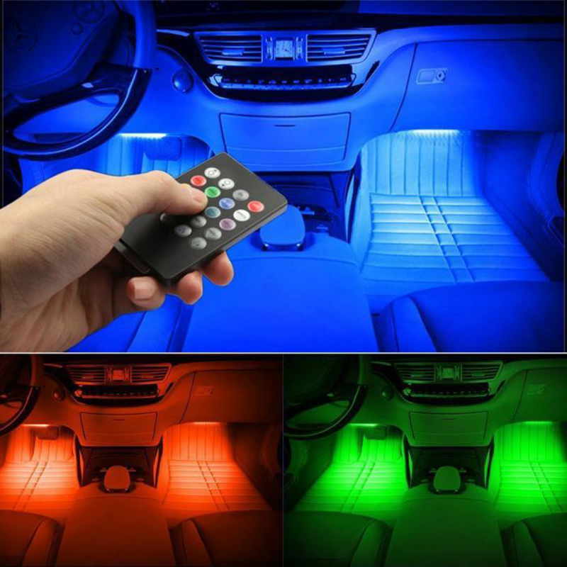 Car Interior Atmosphere LED RGB Strip Light Dash Floor Foot RGB LED Strip Interior Accessories