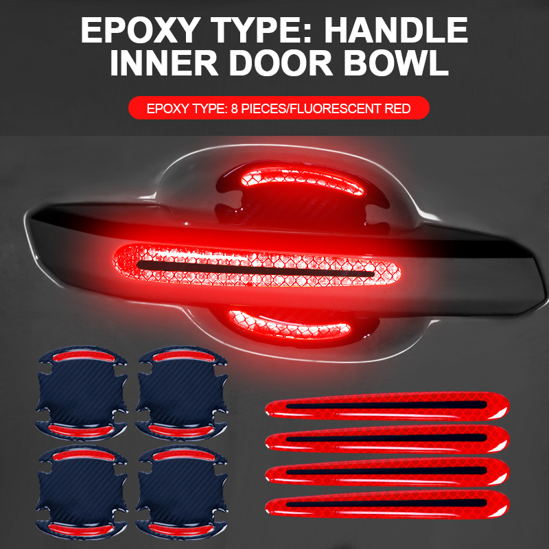Door Handle Sticker 3D Carbon Fiber Car Door Handle Paint Scratch Protector Sticker Auto Door Exterior Accessories