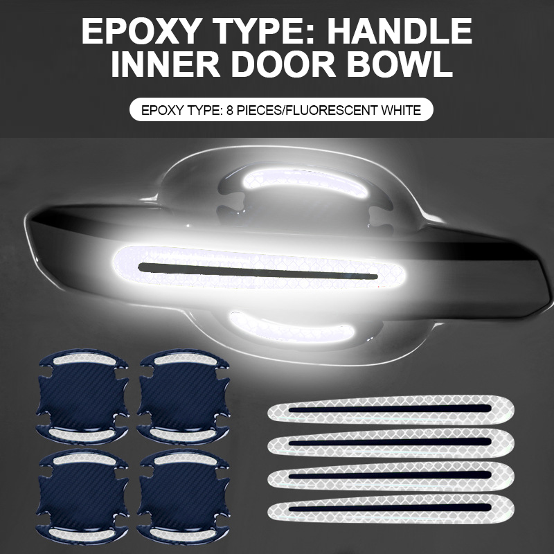 Door Handle Sticker 3D Carbon Fiber Car Door Handle Paint Scratch Protector Sticker Auto Door Exterior Accessories