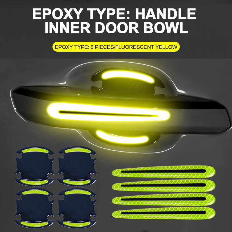 Door Handle Sticker 3D Carbon Fiber Car Door Handle Paint Scratch Protector Sticker Auto Door Exterior Accessories