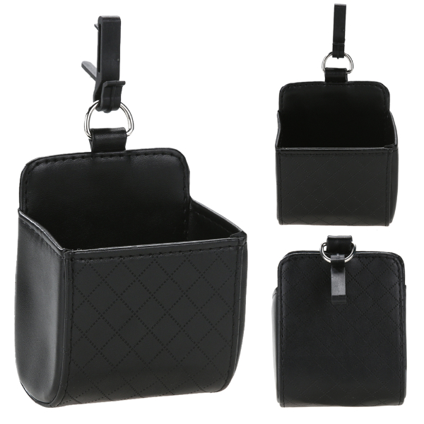 PU Leather Car Outlet Air Auto Vent Trash Box Auto Mobile Phone Holder for Supplies Car Styling Bag Interior Accessories