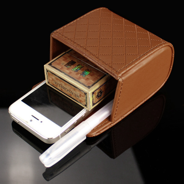 PU Leather Car Outlet Air Auto Vent Trash Box Auto Mobile Phone Holder for Supplies Car Styling Bag Interior Accessories
