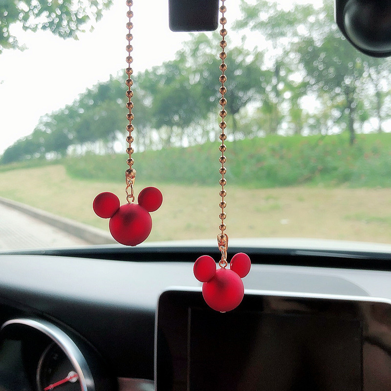 Car Interior Decoration Pendant Cute Mickey Head Rearview Mirror Pendant Decoration For Car Goods Car Interior Accessories