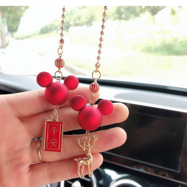 Car Interior Decoration Pendant Cute Mickey Head Rearview Mirror Pendant Decoration For Car Goods Car Interior Accessories