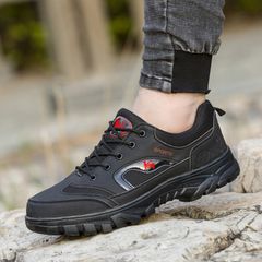 Men's shoes spring and autumn new outdoor hiking shoes men's four seasons work safety shoes wear breathable sneakers Climbing 44 Black