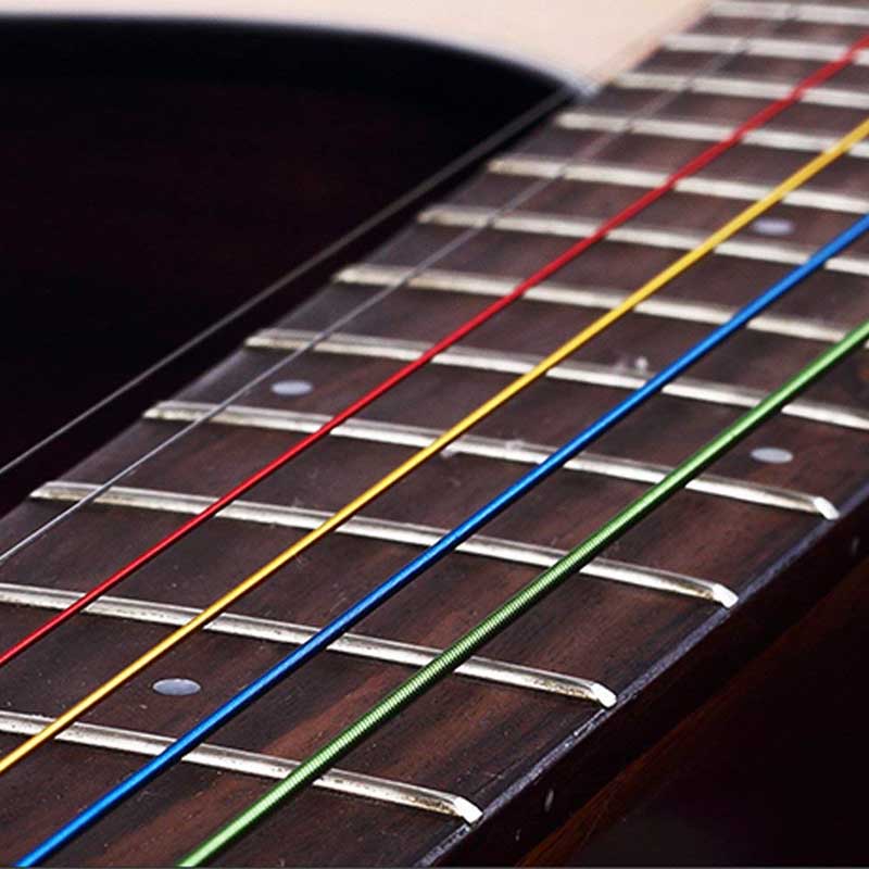 6Pcs/Set Acoustic Guitar Strings Rainbow Colorful Guitar Strings E-A Instrument Accessories