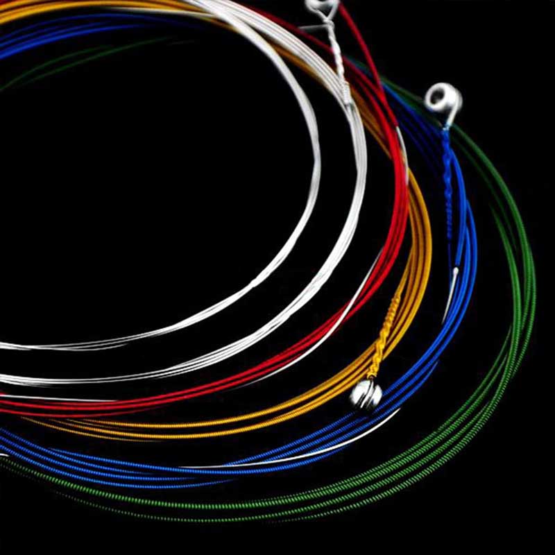 6Pcs/Set Acoustic Guitar Strings Rainbow Colorful Guitar Strings E-A Instrument Accessories
