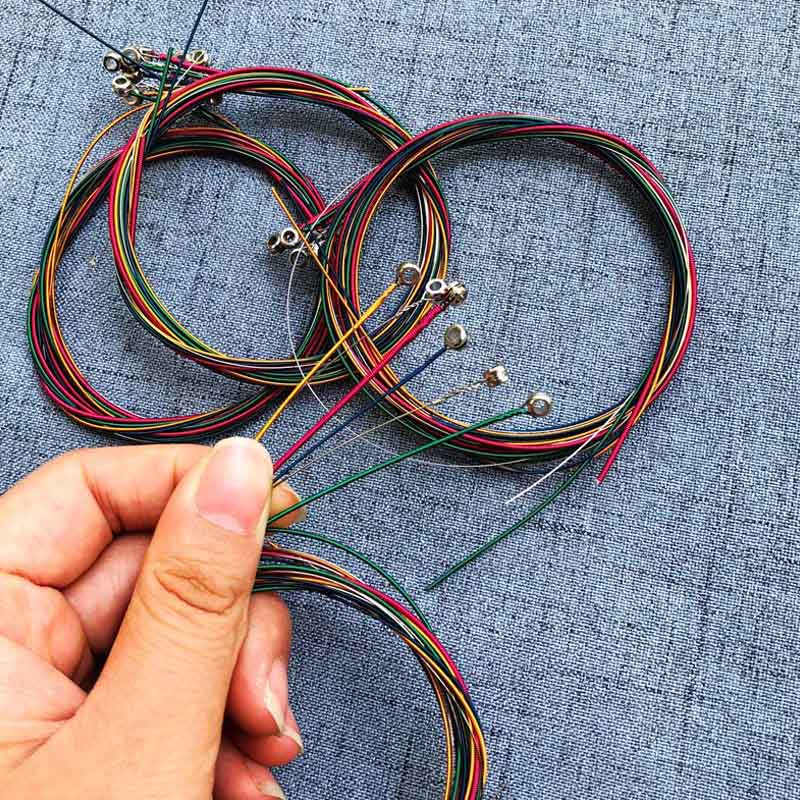 6Pcs/Set Acoustic Guitar Strings Rainbow Colorful Guitar Strings E-A Instrument Accessories