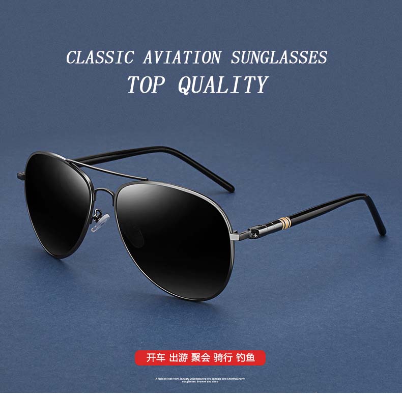 Aviation  Frame Quality Spring Leg Alloy Men Sunglasses Polarized Brand Design Pilot Male Sunglasses