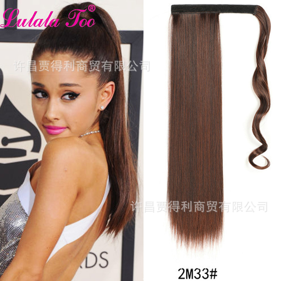 Cross-border Velcro black straight hair online celebrity wigs ponytail braids